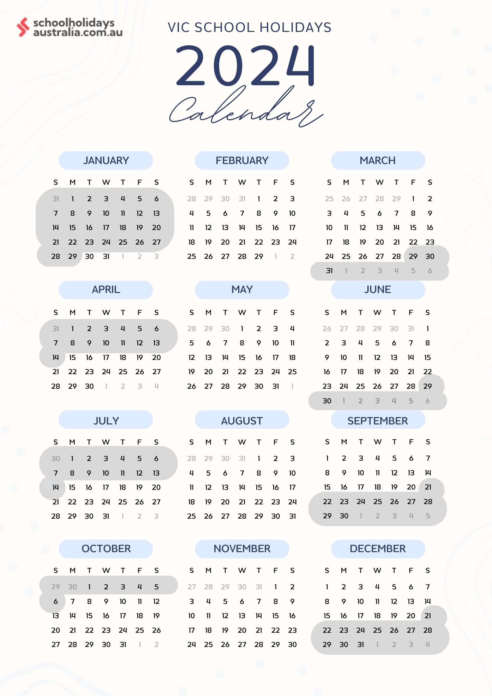 VIC School holiday Calendar 2024 - SchoolHolidaysAustralia.com.au