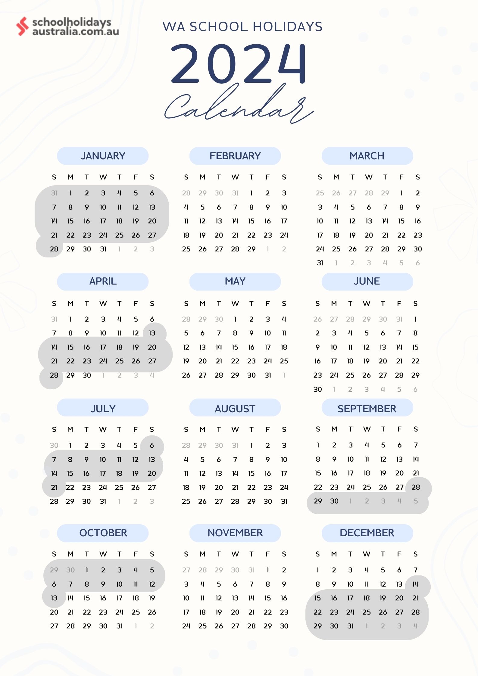 SA School Holidays 2024 Calendar - SchoolHolidaysAustralia.com.au